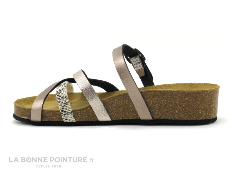 Autenti 689658 - Rose Beige Metal - Python - Mule Talon Compense 3 Autenti 689658 - Rose Beige Metal - Python - Mule Talon Compense – Image 3