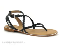 Tropeziennes HONG Noir 42167 - Sandale Tong Plate - Brides Tressees