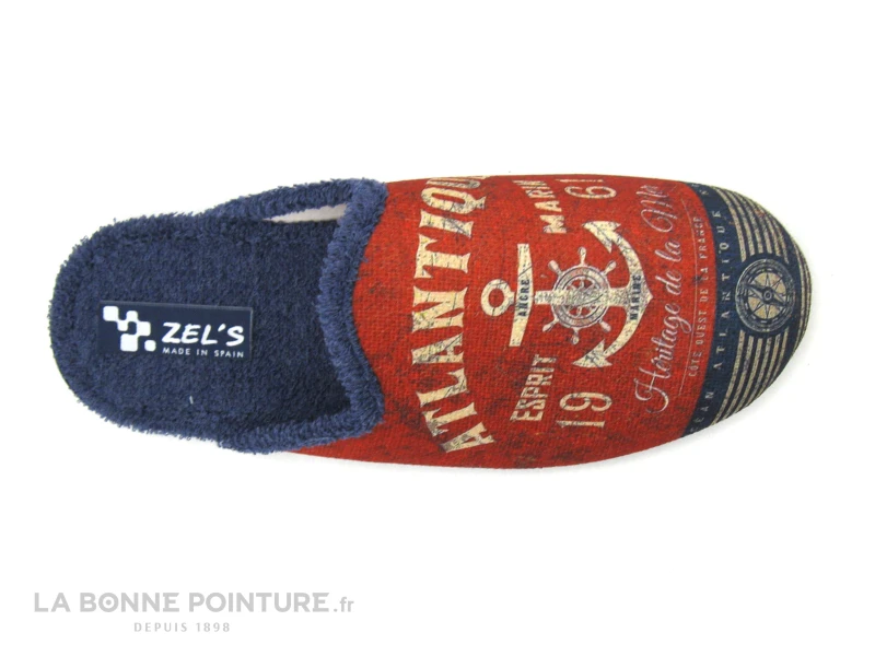 Zels 7549 Rouge - Bleu Marine - Ancre - Pantoufle Mule Homme 2 Zels 7549 Rouge - Bleu Marine - Ancre - Pantoufle Mule Homme – Image 2