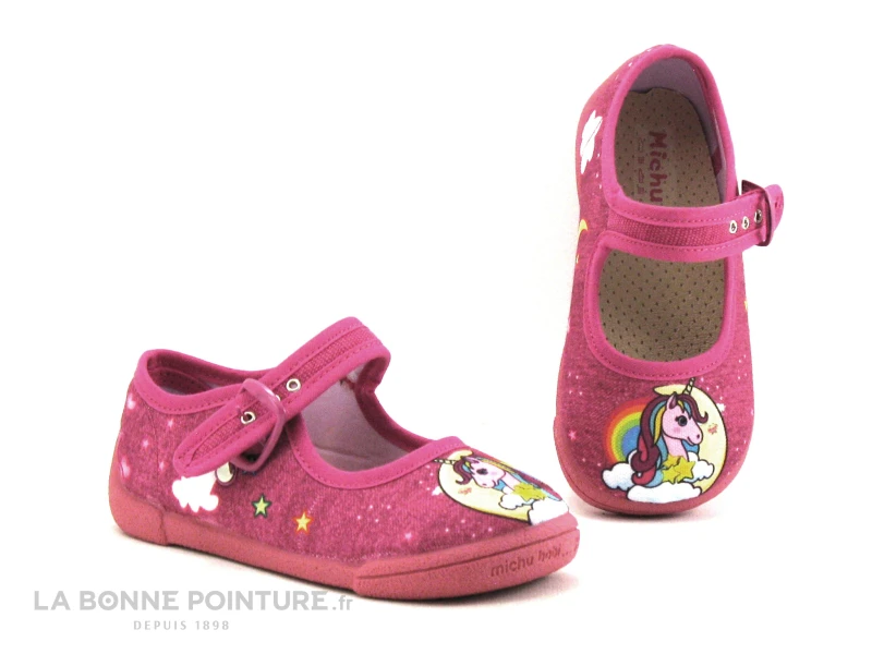 Michu Shoes 2571 Rose Fuchsia - Licorne - Chausson Ballerine Fille 1 Michu Shoes 2571 Rose Fuchsia - Licorne - Chausson Ballerine Fille