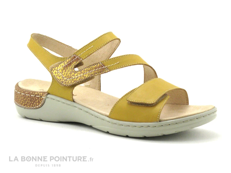 Pedi Green LARIUS Jaune - Sandale Femme Avec Brides Velcro 1 Pedi Green LARIUS Jaune - Sandale Femme Avec Brides Velcro