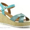 The Divine Factory QL4350 Vert D Eau - Sandale Talon Compense
