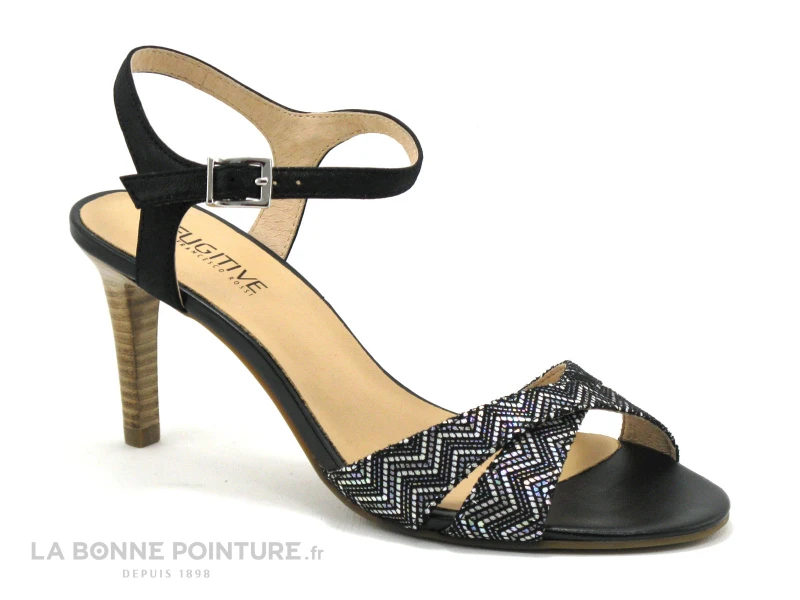 Fugitive PRIVA Noir Sandale Talon 1 Fugitive PRIVA Noir Sandale Talon