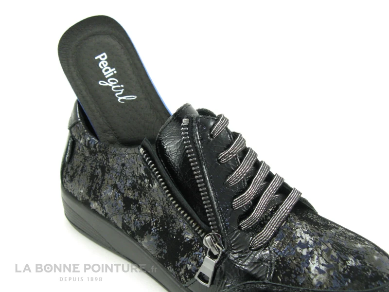 Pedi Girl ALET AMO - Noir Verni - Bleu Metal - Chaussure Femme Avec Zip 5 Pedi Girl ALET AMO - Noir Verni - Bleu Metal - Chaussure Femme Avec Zip â Image 5