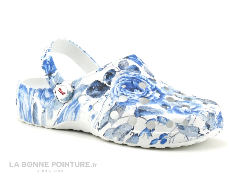 Woz Cheese Bluette - Bleu Blanc - Sabot Fleuri 1 Woz Cheese Bluette - Bleu Blanc - Sabot Fleuri
