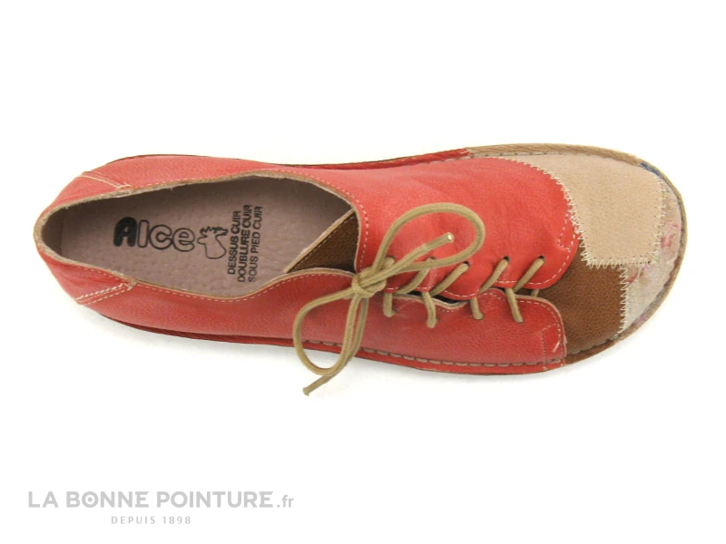 Alce Shoes 9058 - Rouge - Beige - Lacet Lateral - Chaussure Basse F 6 Alce Shoes 9058 - Rouge - Beige - Lacet Lateral - Chaussure Basse F – Image 6