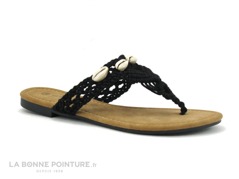 The Divine Factory TX3962 Noir Macrame - Coquillage - Tong Femme 1 The Divine Factory TX3962 Noir Macrame - Coquillage - Tong Femme