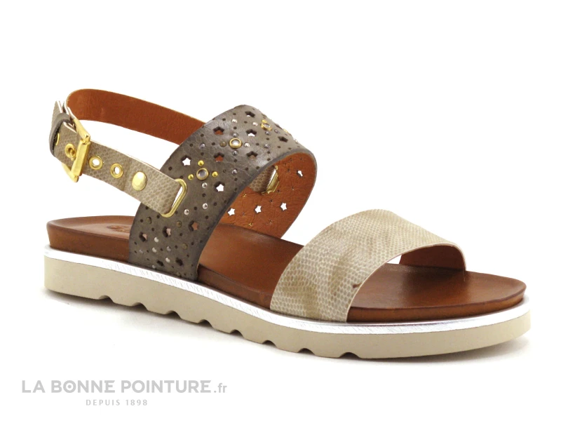 Guttos Shoes BIA P105 - Taupe Cobra - Nu-pieds 1 Guttos Shoes BIA P105 - Taupe Cobra - Nu-pieds