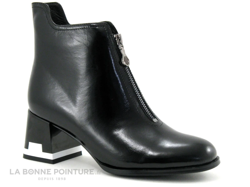 Metamorf Ose MACAREL Noir Verni - Boots Femme -Talon Noir Et Blanc 1 Metamorf Ose MACAREL Noir Verni - Boots Femme -Talon Noir Et Blanc