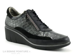 Pedi Girl GIFAR Anthracite Croco - Chaussure Compensee Avec Zip