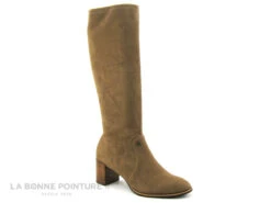 Fugitive GIGUE Velours Taupe - Botte Stretch Femme Talon Haut