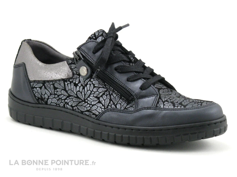 Morans KARTE Noir Argent - Basket Basse Femme En Cuir Avec Zip 1 Morans KARTE Noir Argent - Basket Basse Femme En Cuir Avec Zip