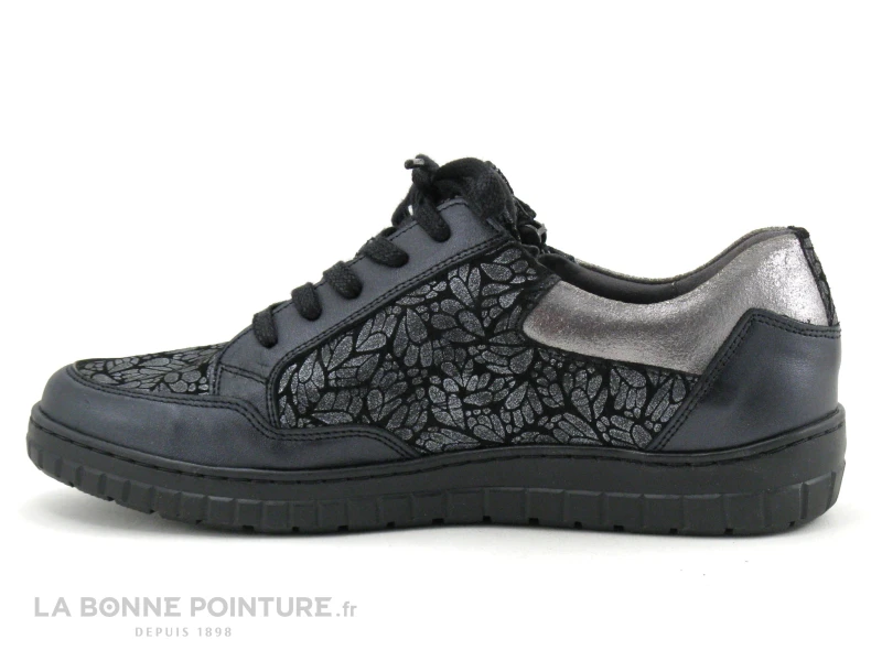 Morans KARTE Noir Argent - Basket Basse Femme En Cuir Avec Zip 3 Morans KARTE Noir Argent - Basket Basse Femme En Cuir Avec Zip – Image 3