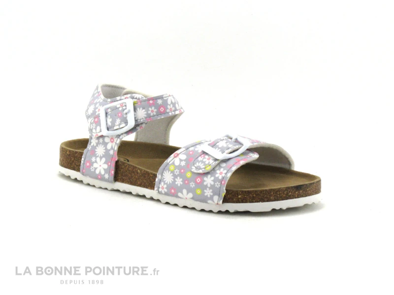 Chipie VACAJOU Fleurs Gris - Rose - Jaune - Sandale Fille 1 Chipie VACAJOU Fleurs Gris - Rose - Jaune - Sandale Fille