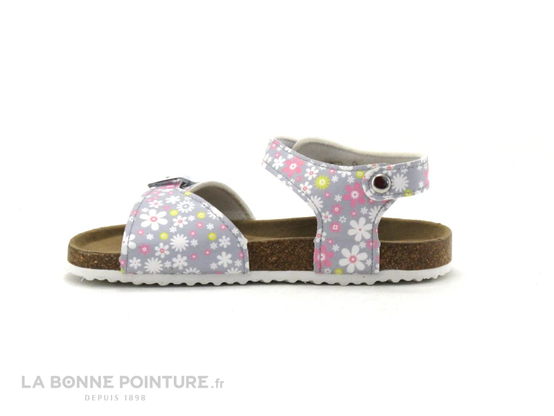 Chipie VACAJOU Fleurs Gris - Rose - Jaune - Sandale Fille 2 Chipie VACAJOU Fleurs Gris - Rose - Jaune - Sandale Fille â Image 2