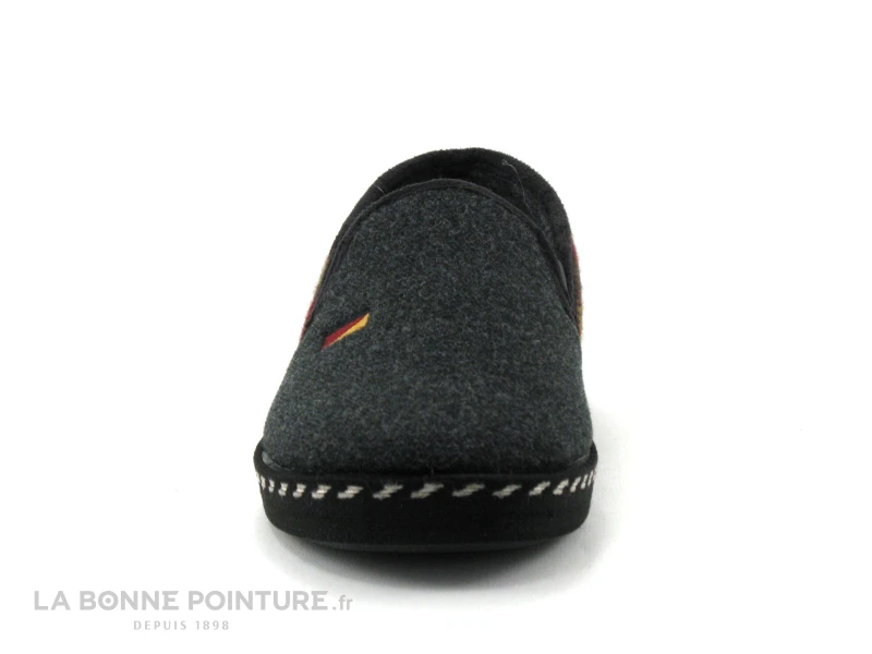 Ouf BAILLE Gris Anthracite - Carreaux Bordeaux Jaune - Chausson H 2 Ouf BAILLE Gris Anthracite - Carreaux Bordeaux Jaune - Chausson H – Image 2