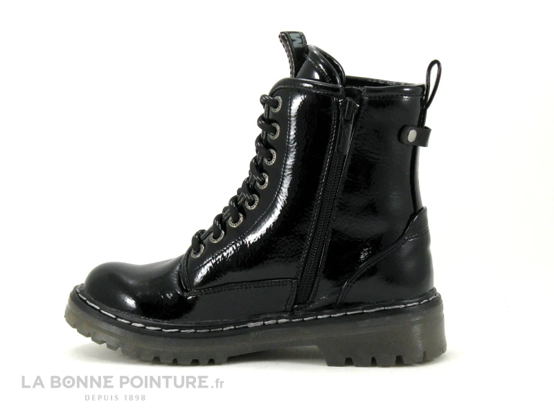 Mustang 5058-603-9 Noir Verni - Bottine Fille Lacet Et Zip 3 Mustang 5058-603-9 Noir Verni - Bottine Fille Lacet Et Zip â Image 3