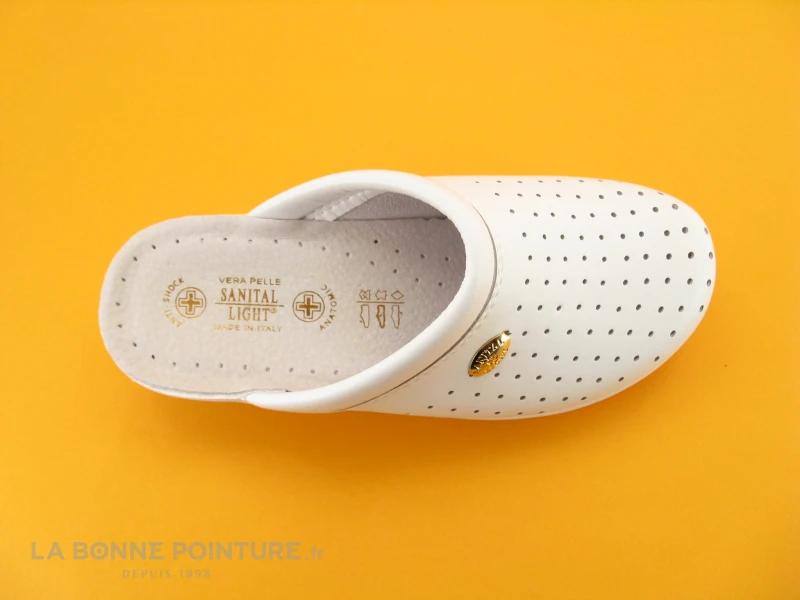 SANITAL LIGHT Sabot Perforé Cuir Blanc 1350 6 SANITAL LIGHT Sabot Perforé Cuir Blanc 1350 – Image 6