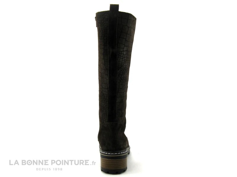 Elue Par Nous KOFOUR Marron Velours Croco - Botte Lacet Femme 4 Elue Par Nous KOFOUR Marron Velours Croco - Botte Lacet Femme – Image 4