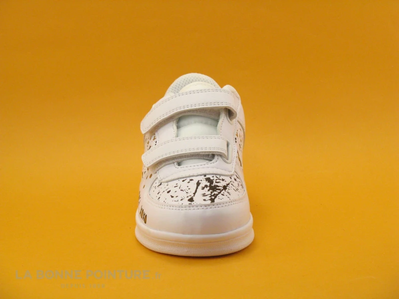 Petit Genie ES4075J Blanc - Tachetee Noir Et Jaune - Basket Velcro Fille 2 Petit Genie ES4075J Blanc - Tachetee Noir Et Jaune - Basket Velcro Fille – Image 2