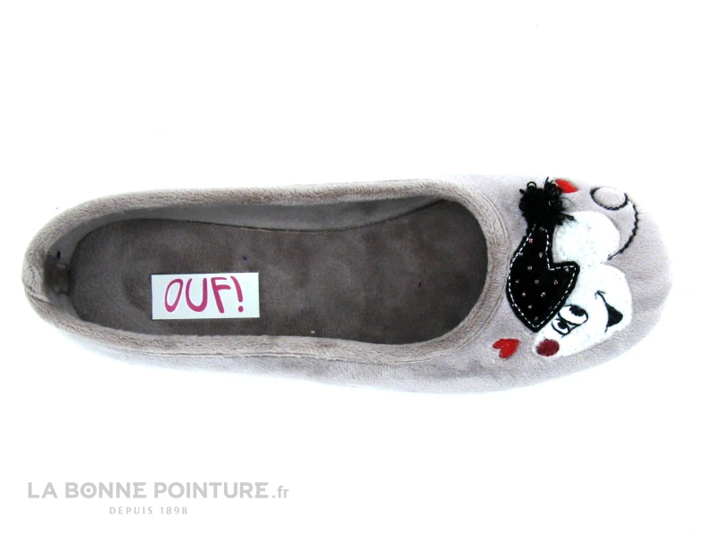 Ouf TRALY Taupe - Souris Bonnet Noir - Coeurs - Pantoufle Ballerine 4 Ouf TRALY Taupe - Souris Bonnet Noir - Coeurs - Pantoufle Ballerine – Image 4