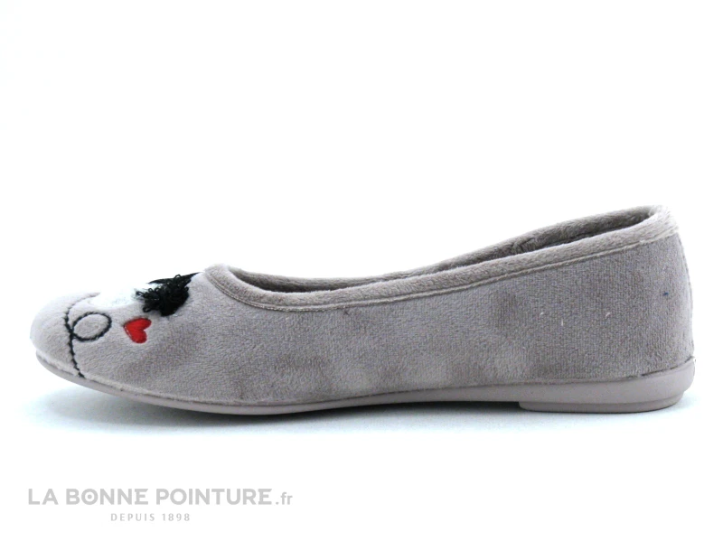 Ouf TRALY Taupe - Souris Bonnet Noir - Coeurs - Pantoufle Ballerine 2 Ouf TRALY Taupe - Souris Bonnet Noir - Coeurs - Pantoufle Ballerine – Image 2