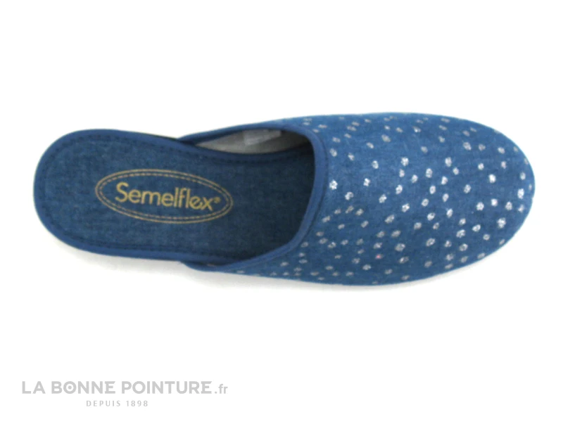 Semelflex COLETTE - Bleu Jeans - Pois Argent - Pantoufle Mule Femme 6 Semelflex COLETTE - Bleu Jeans - Pois Argent - Pantoufle Mule Femme â Image 6