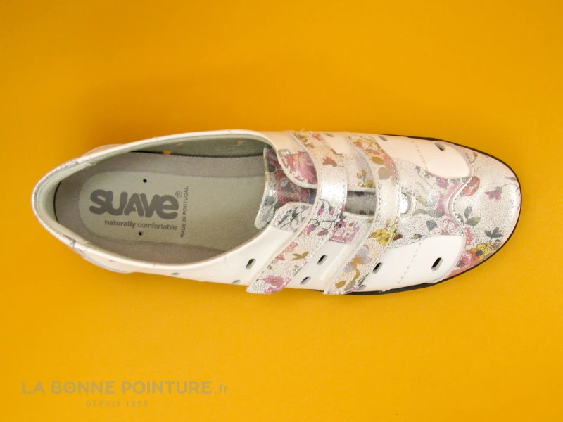 Suave LONDON 8017PT Spring White - Chaussure à Scratches Blanche Et Fleurie 6 Suave LONDON 8017PT Spring White - Chaussure à Scratches Blanche Et Fleurie – Image 6