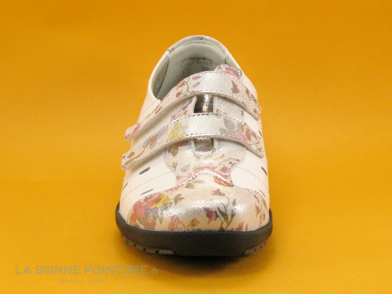 Suave LONDON 8017PT Spring White - Chaussure à Scratches Blanche Et Fleurie 2 Suave LONDON 8017PT Spring White - Chaussure à Scratches Blanche Et Fleurie – Image 2