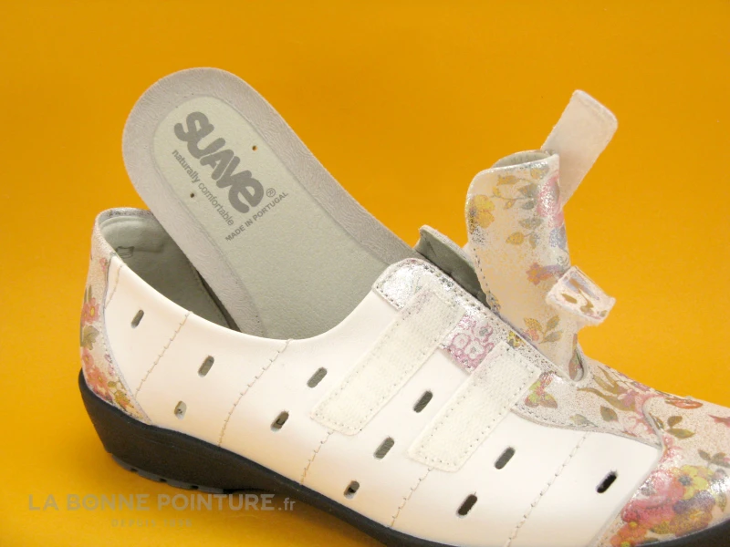 Suave LONDON 8017PT Spring White - Chaussure à Scratches Blanche Et Fleurie 5 Suave LONDON 8017PT Spring White - Chaussure à Scratches Blanche Et Fleurie – Image 5