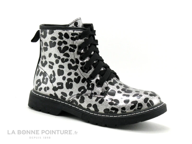 Wipop WUYIT Noir Argent Leopard - Boots Fille Avec Zip 1 Wipop WUYIT Noir Argent Leopard - Boots Fille Avec Zip