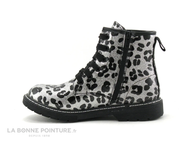 Wipop WUYIT Noir Argent Leopard - Boots Fille Avec Zip 2 Wipop WUYIT Noir Argent Leopard - Boots Fille Avec Zip – Image 2