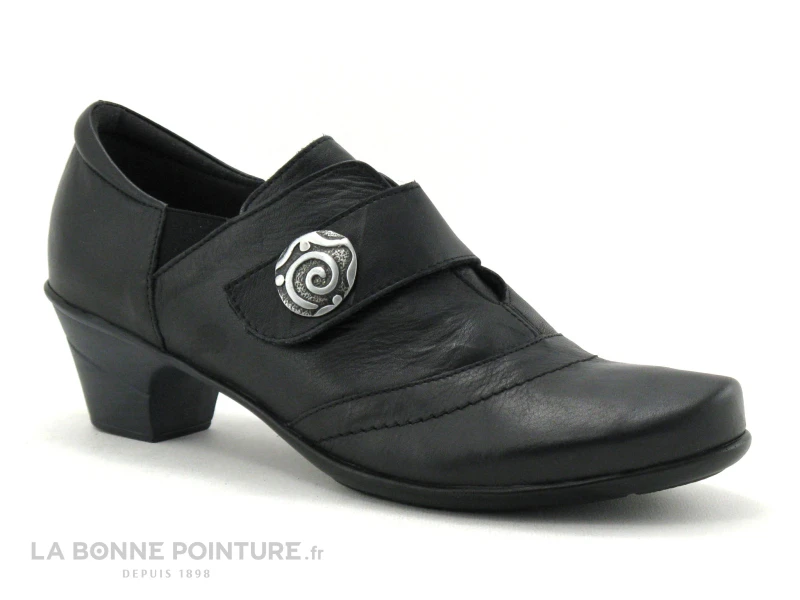 Geo Reino CESITA Fripe Noir - Escarpin Petit Talon - Bride Velcro 1 Geo Reino CESITA Fripe Noir - Escarpin Petit Talon - Bride Velcro