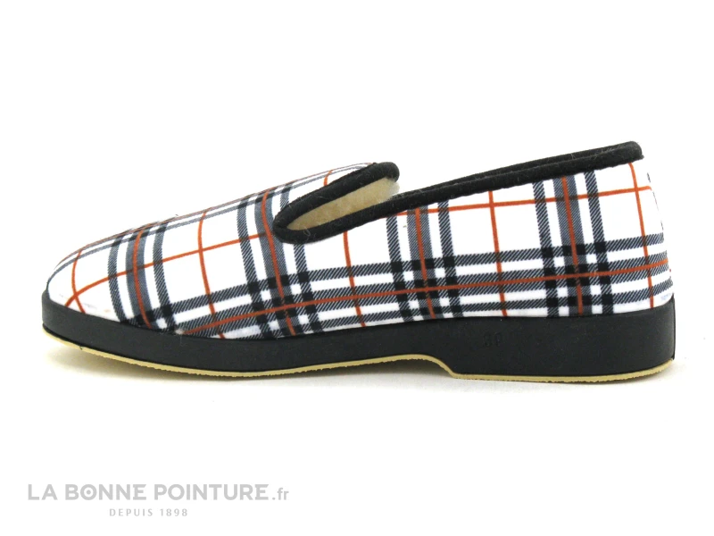 Saez CADETE Blanc Carreaux Rouges Et Noirs - Charentaise Femme 2 Saez CADETE Blanc Carreaux Rouges Et Noirs - Charentaise Femme – Image 2