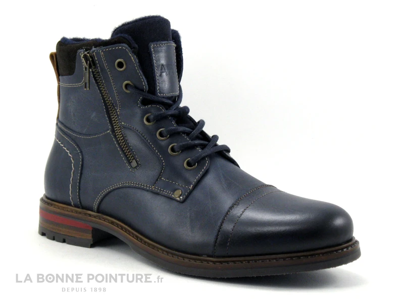 Arid RYAN Marine - Boots Homme Cuir Bleu Marine - Zip Et Lacet 1 Arid RYAN Marine - Boots Homme Cuir Bleu Marine - Zip Et Lacet