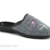 Lollans FJBG015 - Gris - 2 Fleurs Brodees Roses - Pantoufle Mule Femme