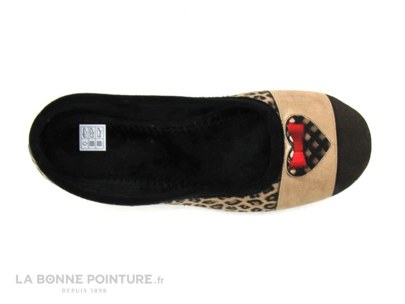 RYB 226029 Beige Noir Leopard - Coeur - Pantoufle Ballerine 2 RYB 226029 Beige Noir Leopard - Coeur - Pantoufle Ballerine – Image 2
