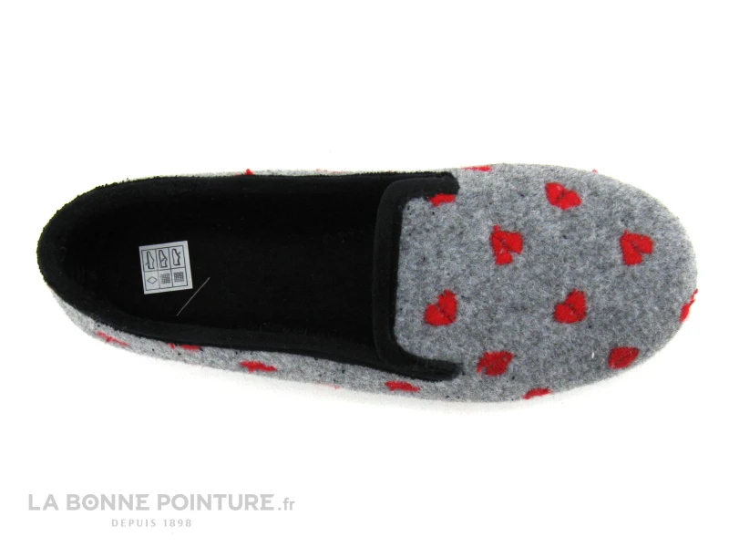 RYB 227002 - Gris - Coeurs Rouges - Chausson Souple Femme 2 RYB 227002 - Gris - Coeurs Rouges - Chausson Souple Femme – Image 2