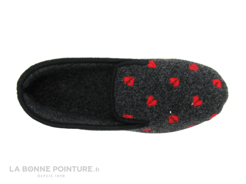 Airplum ZOMEO Anthracite - Coeurs Rouges - Charentaise Femme 3 Airplum ZOMEO Anthracite - Coeurs Rouges - Charentaise Femme – Image 3