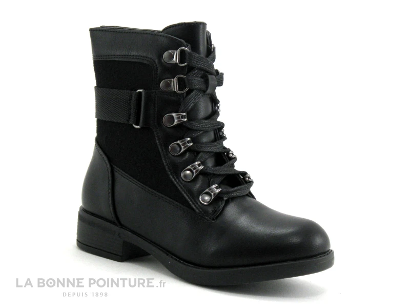 Wipop DALLIA Noir - Bottillon Fille Lacet Et Zip 1 Wipop DALLIA Noir - Bottillon Fille Lacet Et Zip