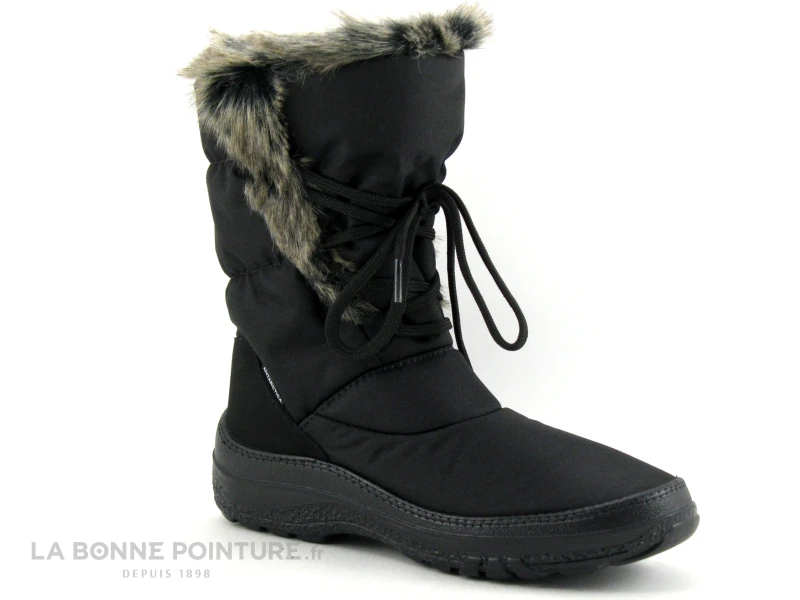 Antarctica 687 Noir - Fourrure Beige - Lacet - Botte Neige Femme 1 Antarctica 687 Noir - Fourrure Beige - Lacet - Botte Neige Femme