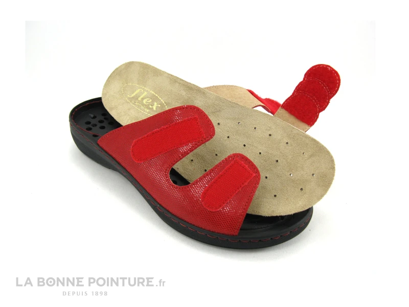 Semelflex GRAZIELLA Rouge - Mule Femme Cuir Rouge - 2 Velcros 4 Semelflex GRAZIELLA Rouge - Mule Femme Cuir Rouge - 2 Velcros â Image 4