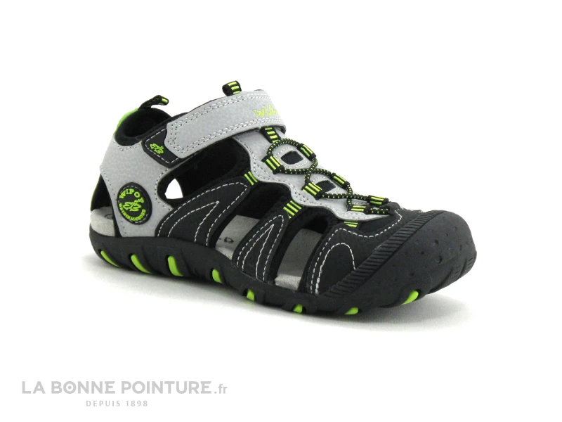 Wipop LINEA Noir Gris Lime - Sandale Sport Enfant 1 Wipop LINEA Noir Gris Lime - Sandale Sport Enfant