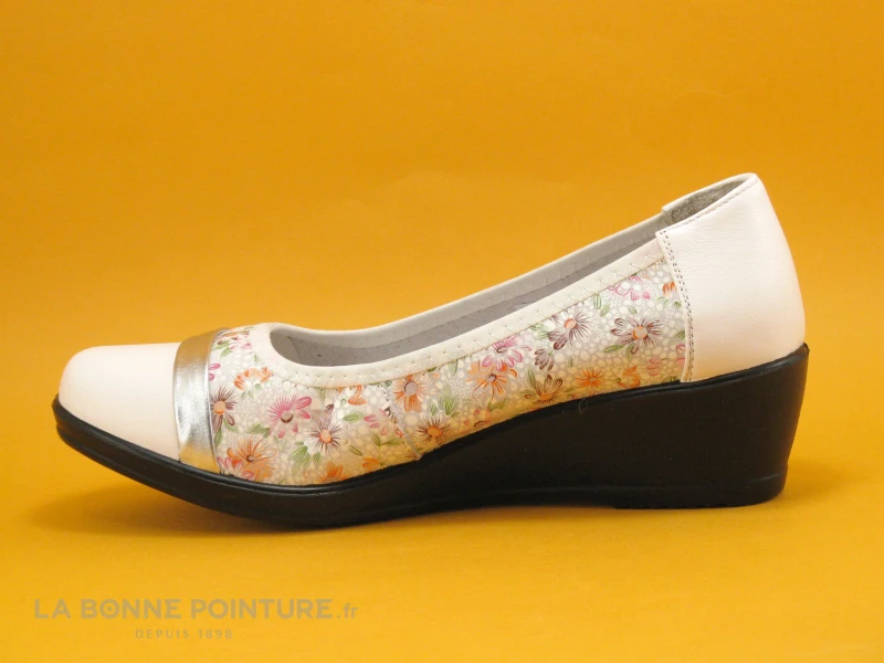 Inea IDOLE Fleur Blanc - Escarpin Compense 3 Inea IDOLE Fleur Blanc - Escarpin Compense – Image 3