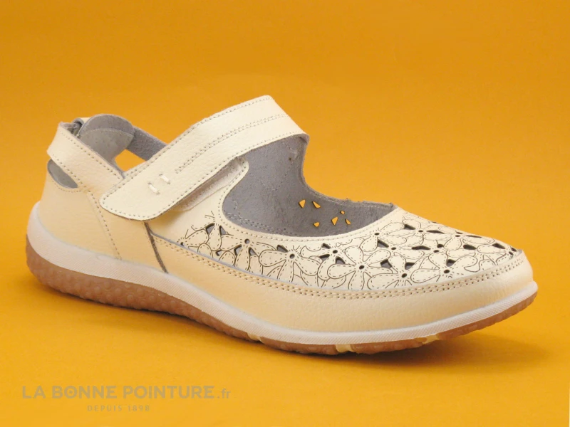 Enza Nucci LS4615 Blanc - Fleurs - Ballerine A Velcro Femme 1 Enza Nucci LS4615 Blanc - Fleurs - Ballerine A Velcro Femme