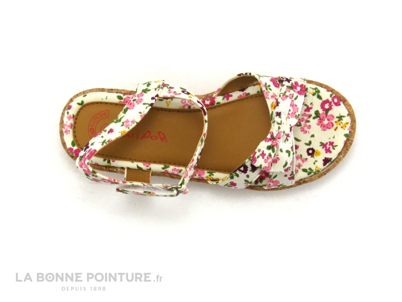 Wipop KONY Blanc Rose - Toile Fleurie - Sandale Fille 3 Wipop KONY Blanc Rose - Toile Fleurie - Sandale Fille â Image 3
