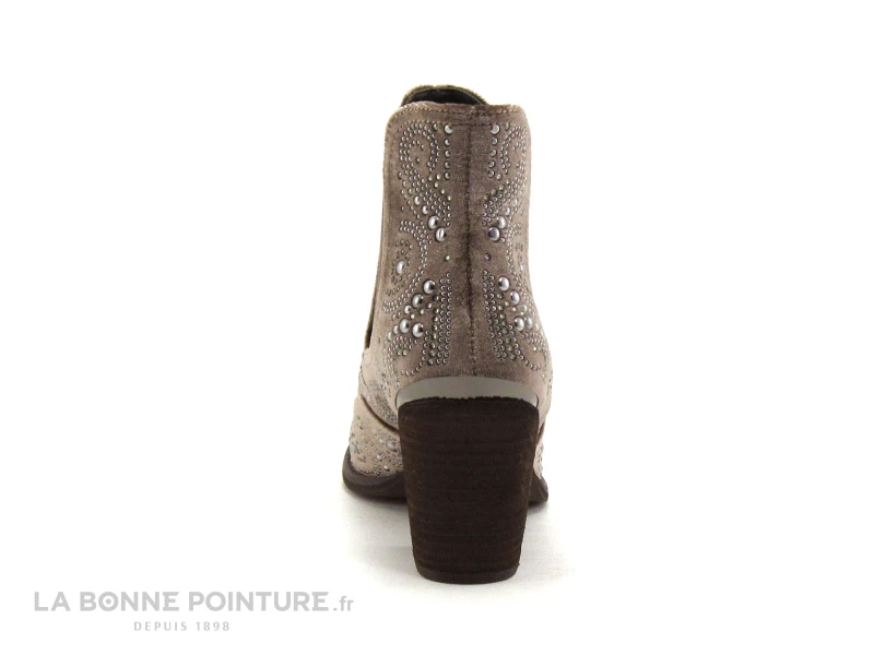 Alma En Pena I18287 - Velours Taupe - Perles - Boots Western Talon 4 Alma En Pena I18287 - Velours Taupe - Perles - Boots Western Talon â Image 4
