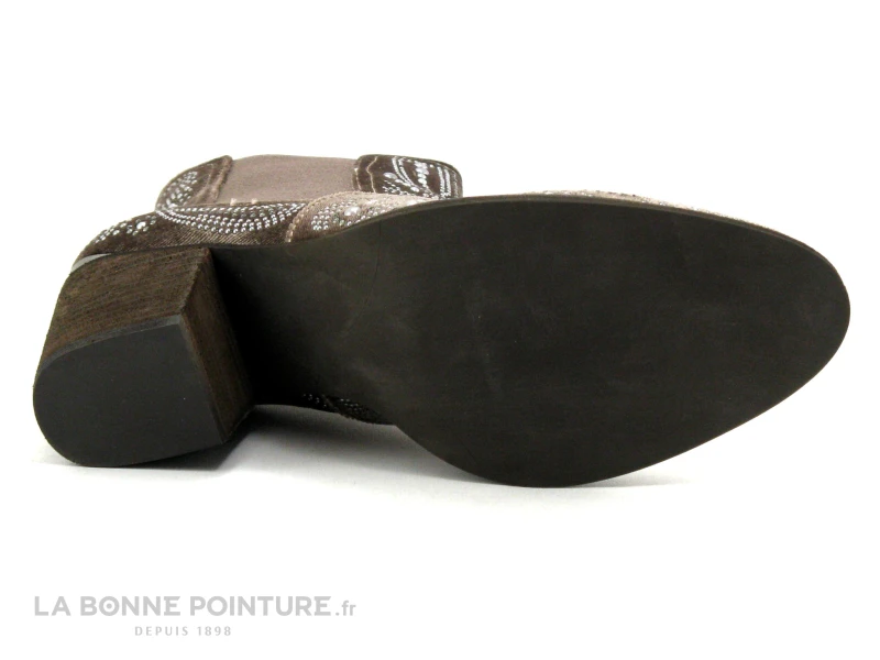 Alma En Pena I18287 - Velours Taupe - Perles - Boots Western Talon 7 Alma En Pena I18287 - Velours Taupe - Perles - Boots Western Talon â Image 7