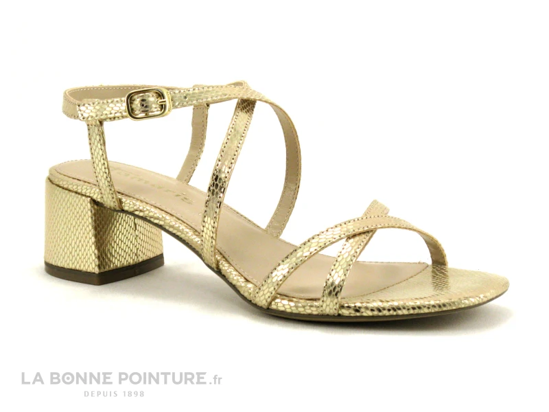 Tamaris 1-28204-20 Lt Gold Struct - Sandale Or Femme - Talon Carre 5 Tamaris 1-28204-20 Lt Gold Struct - Sandale Or Femme - Talon Carre – Image 5
