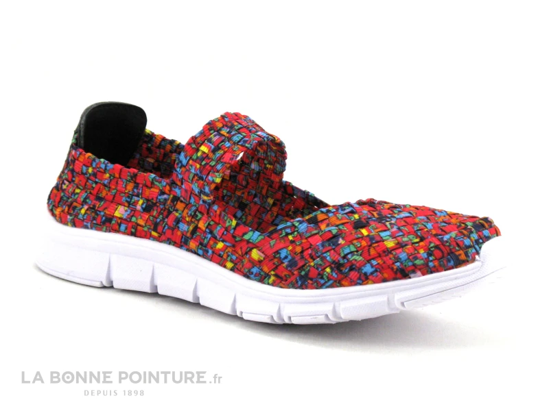 Morans KIEFE Fuchsia - Basket Ballerine En Elastique Multicolore 5 Morans KIEFE Fuchsia - Basket Ballerine En Elastique Multicolore â Image 5